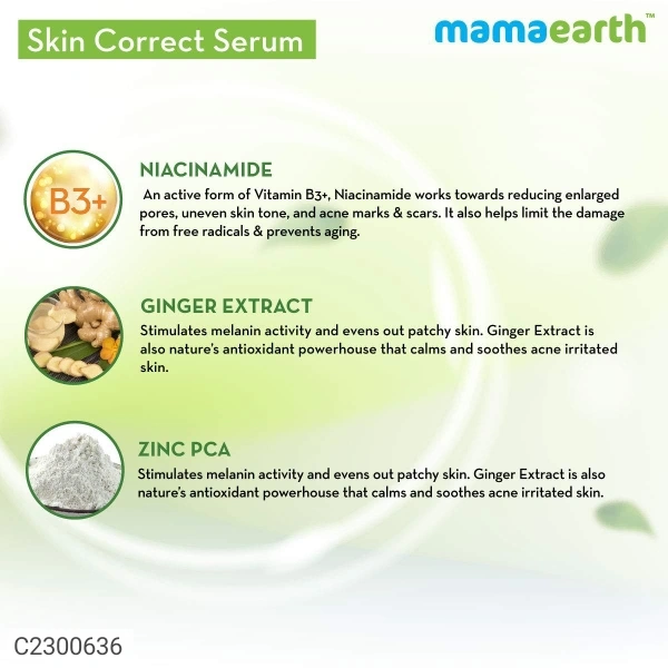Mamaearth Skin Correct Face Serum with Niacinamide and Ginger Extract for Acne Marks & Scars - 30 ml