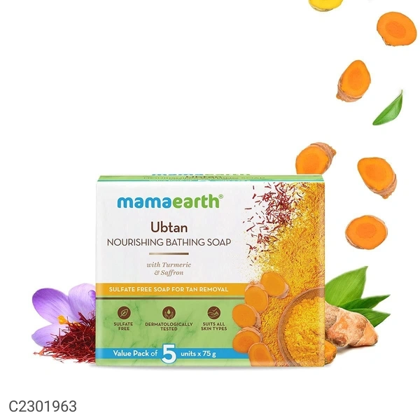 Mamaearth Ubtan Nourishing Bathing Soap With Turmeric & Saffron (375gm)