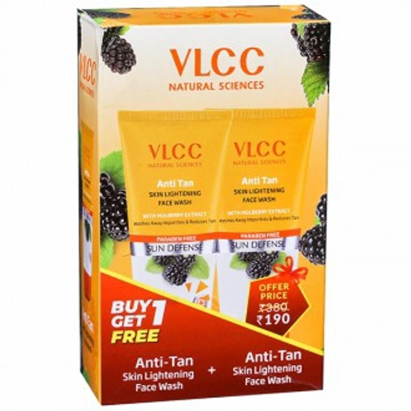 VLCC Vlcc Anti Tan Skin Lightening Sun Defense Mulberry Extract Face Wash (Buy 1 Get 1 Free) 2 x 150 g