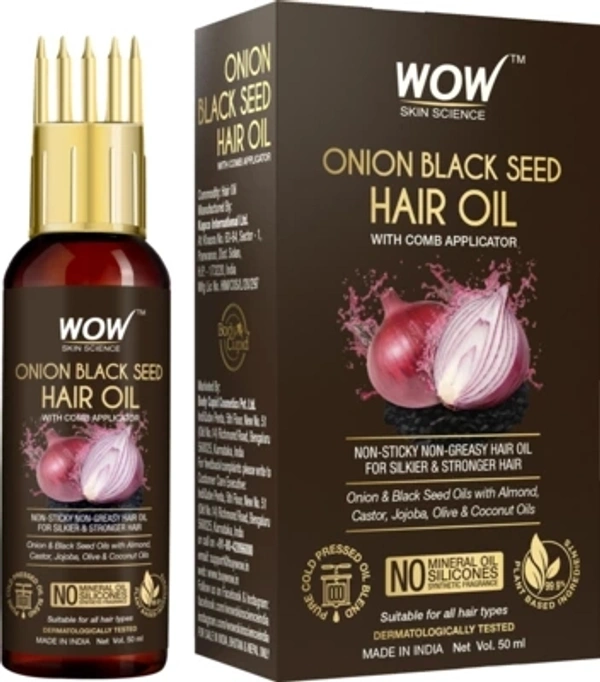 Wow Skin Science Onion Black Seed Hair Oil with Comb Applicator 50 ml