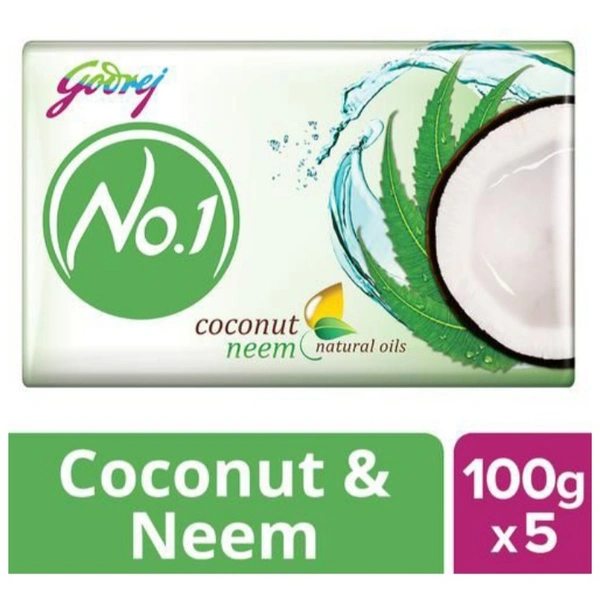Godrej No.1 Coconut & Neem - 5×100gm