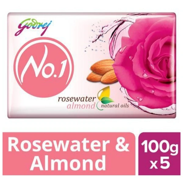 Godrej No.1 Rosewater & Almond - 5×100gm