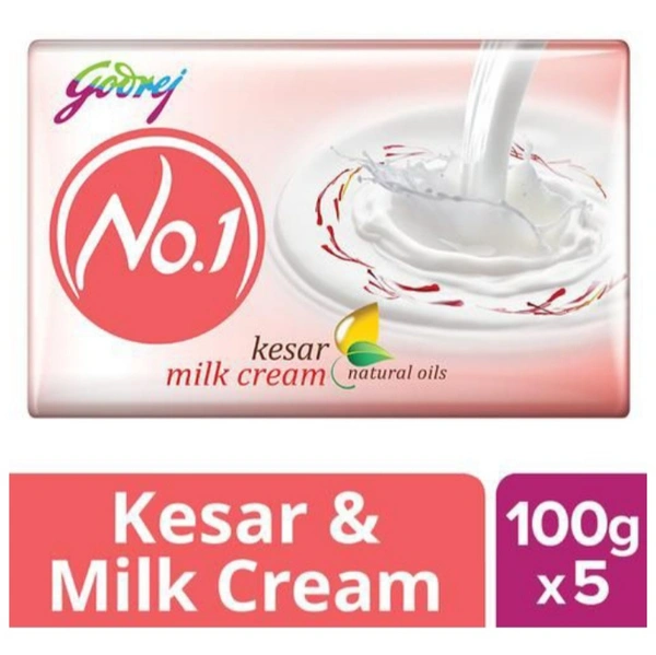 Godrej No.1 Kesar & Milk Cream - 5×100gm