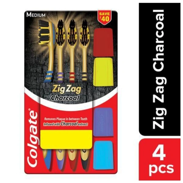 Colgate Zig Zag Charcoal Toothbrush - 4 Pcs