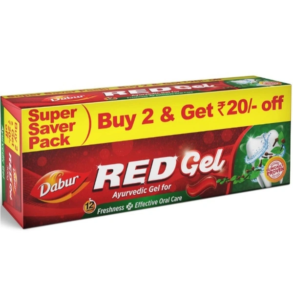 Dabur Red Gel Toothpaste - 2×150g, 12/2023