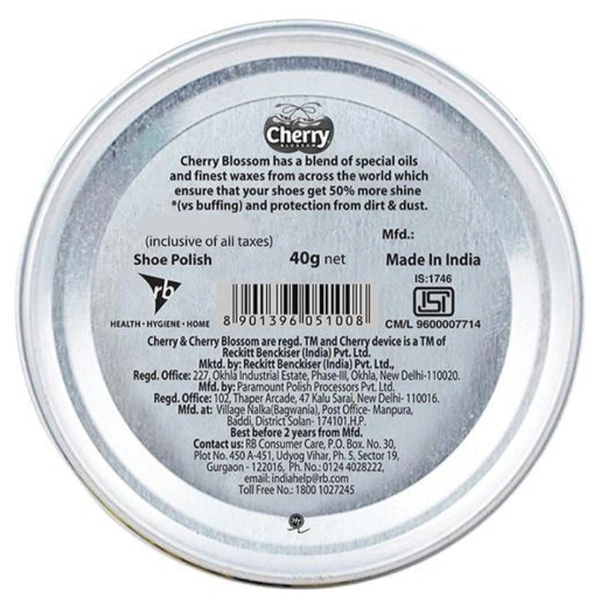 Cherry Blossom Shoe Polish Black - 40g