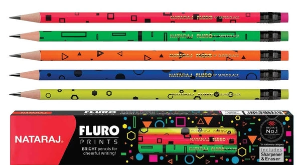 Nataraj Fluro Prints Pencils - 1×10 Pencils