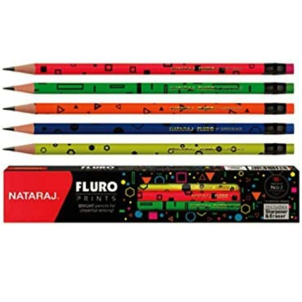 Nataraj Fluro Prints Pencils - 1×10 Pencils