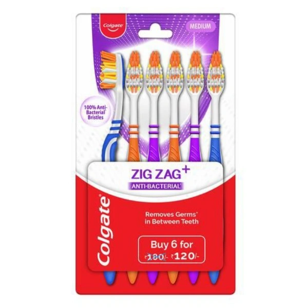 Colgate Zig Zag Anti-Bacterial Toothbrush - 6 N