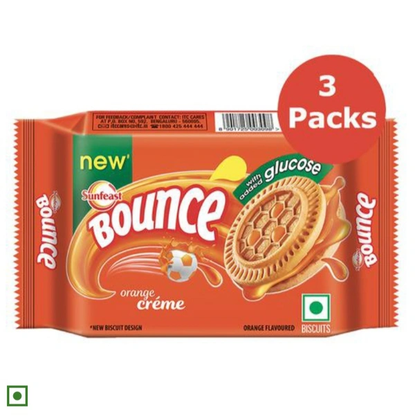 Sunfeast Bounce Orange Creme - 3×64g