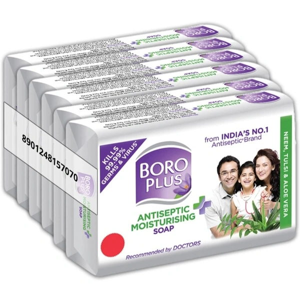 Boro Plus Antiseptic+Moisturising Soap Neem, Tulsi & Aloe Vera - 6×125g