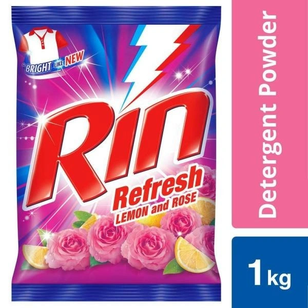 Rin Refresh Lemon & Rose Detergent Powder : 1 kg - 1 kg, Lemon & Rose