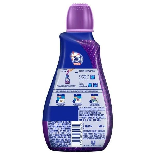 Surf Excel Front Load Matic Liquid Detergent : 500 ml - 500 ML
