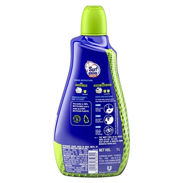 Surf Excel Matic Liquid Detergent Front Load : 1 Litres - 1 LITER