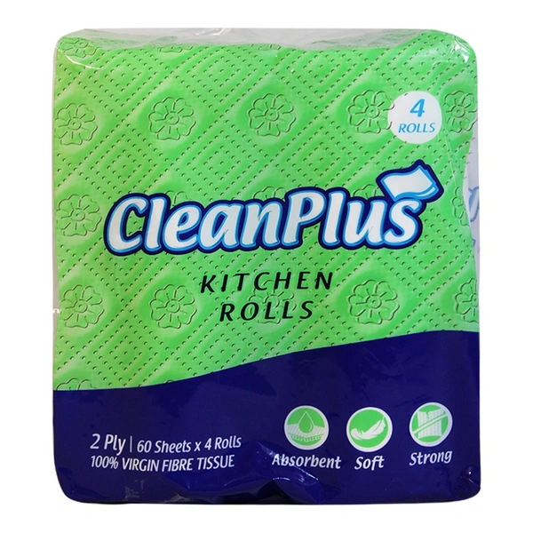Clean Plus Kitchen Roll 60 Pulls : 4 Units - 4 Units