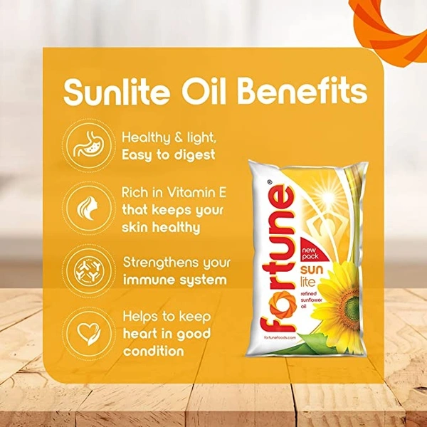 Fortune Sunlite Refined Sunflower Oil : 1 Litre - 1 LITRE