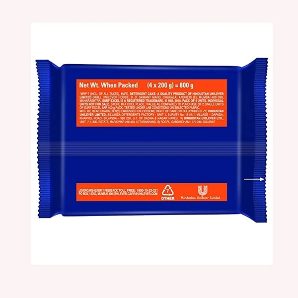 Surf Excel Detergent Bar : 4x200 gms - 4x200 gms