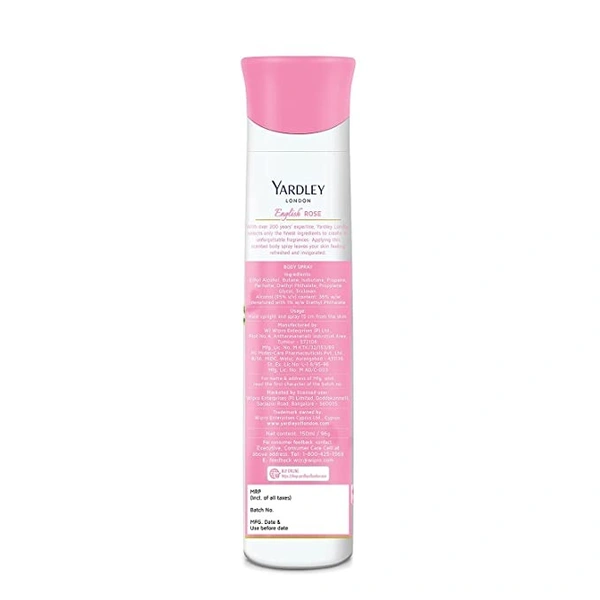 Yardley English Rose Body Spray : 150 ml - 150 ML, 140 Grams, 1 UNIT