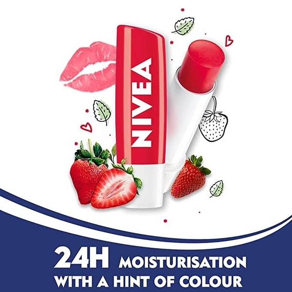 Nivea Strawberry Shine Caring Lip Balm : 4.8 gms - 4.8 Grams, 1 unit