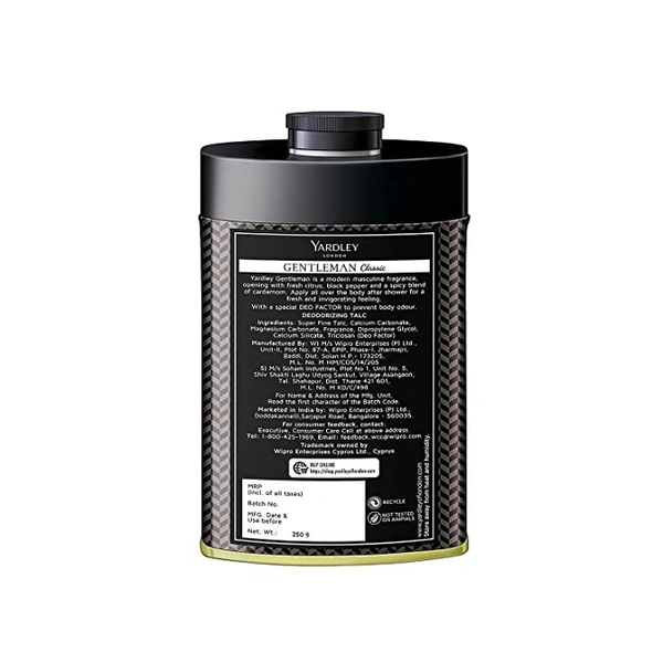 YARDLEY Yardley Gentleman Talcum Powder : 250 gms - 250 GMS, 1 UNIT