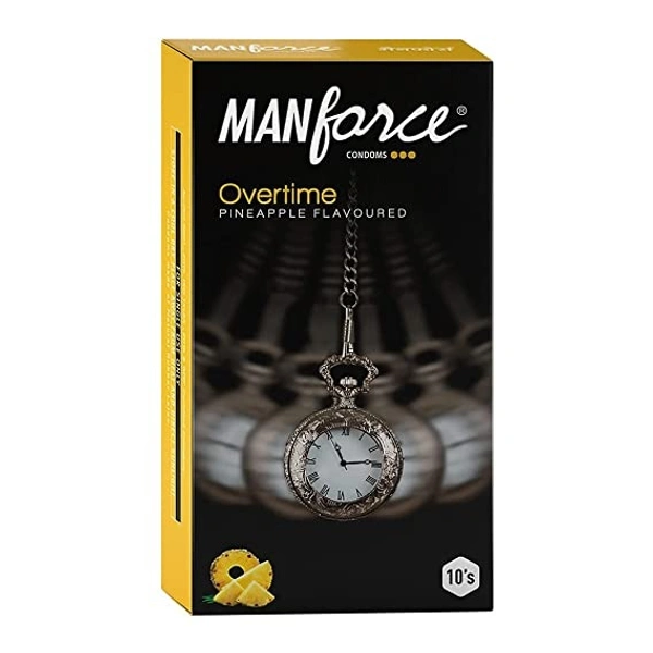 Manforce Overtime Pineapple Flavoured Condoms : 10 Pieces - 10 Count (Pack of 1)