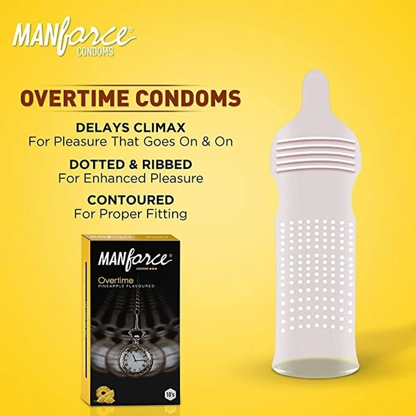 Manforce Overtime Pineapple Flavoured Condoms : 10 Pieces - 10 Count (Pack of 1)