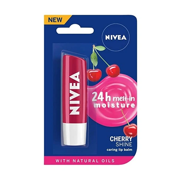 Nivea Cherry Shine Caring Lip Balm : 4.8 gms - 4.8 GRAMS, PACK OF 1, Cherry