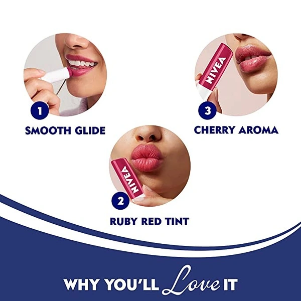 Nivea Cherry Shine Caring Lip Balm : 4.8 gms - 4.8 GRAMS, PACK OF 1, Cherry