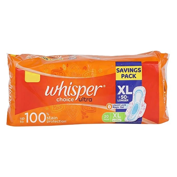 Whisper Choice Ultra XL Wings Pads : 20 U - XL, 20 UNITS (PACK OF 1 )
