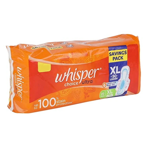 Whisper Choice Ultra XL Wings Pads : 20 U - XL, 20 UNITS (PACK OF 1 )