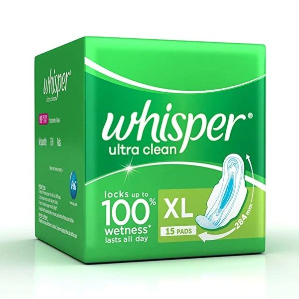 Whisper Ultra Clean XL+ Wings Pads : 15 U - XL, 15 units
