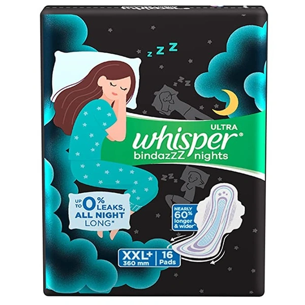 Whisper Ultra Nights XXL+ Pads : 16 U - XXL+, 16 UNITS