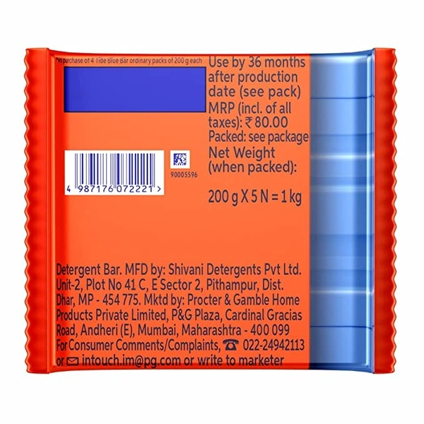 Tide Detergent Bar : 5x200 gms - 1000 Grams