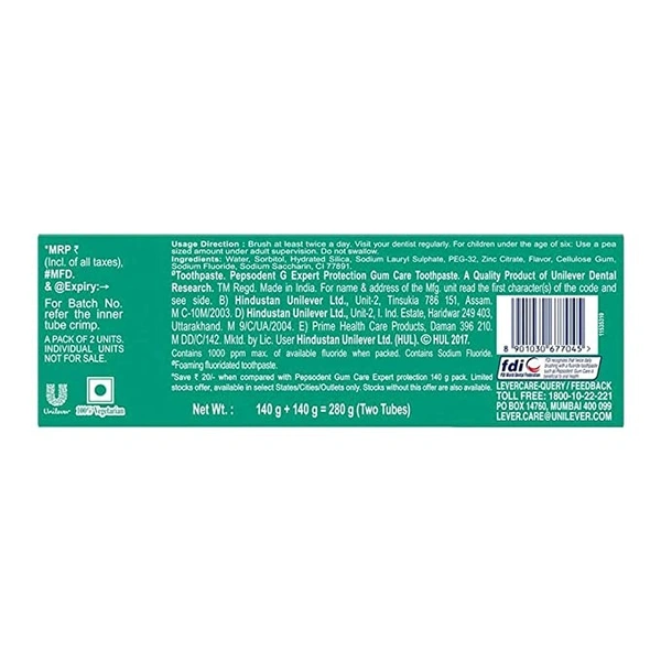 Pepsodent Expert Protection Gum Care Toothpaste : 2x130 gms - 2X130 GMS
