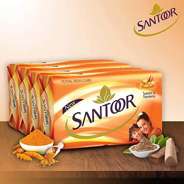 SANTOOR Santoor Sandal & Turmeric Soap : 4x125 gms - 4*125 Gms
