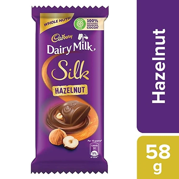 Cadbury Dairy Milk Silk Hazelnut Chocolate : 58 gms - 58 Gms