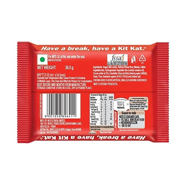 Nestle Kitkat Bar 4 Finger : 36.5 gms - 36.5 Gms