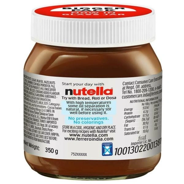 NUTELLA FERRERO Nutella Ferrero Spread With Cocoa : 350 gms - 350 Gms