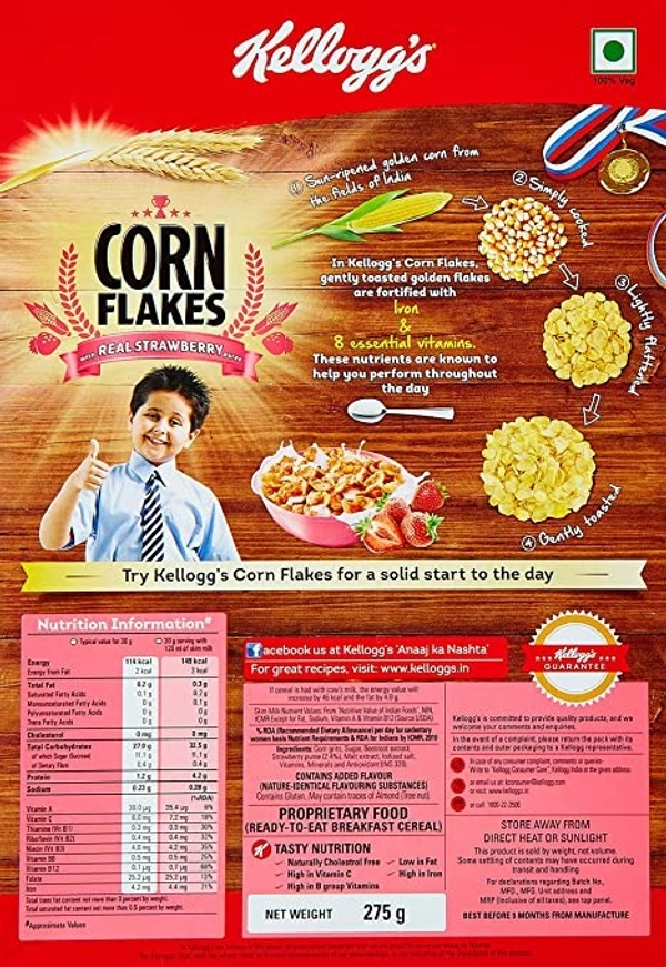 Kellogg's Cornflakes With Real Strawberry : 275 gms - 275 gms
