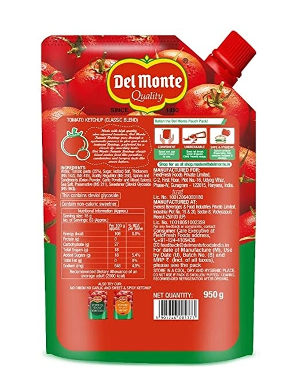 Del Monte Tomato Ketchup : 950 gms - 950 GMS