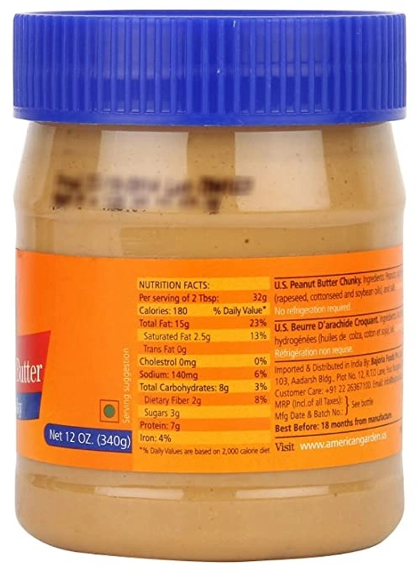 American Garden Peanut Butter Chunky : 340 gms - 340 Gms