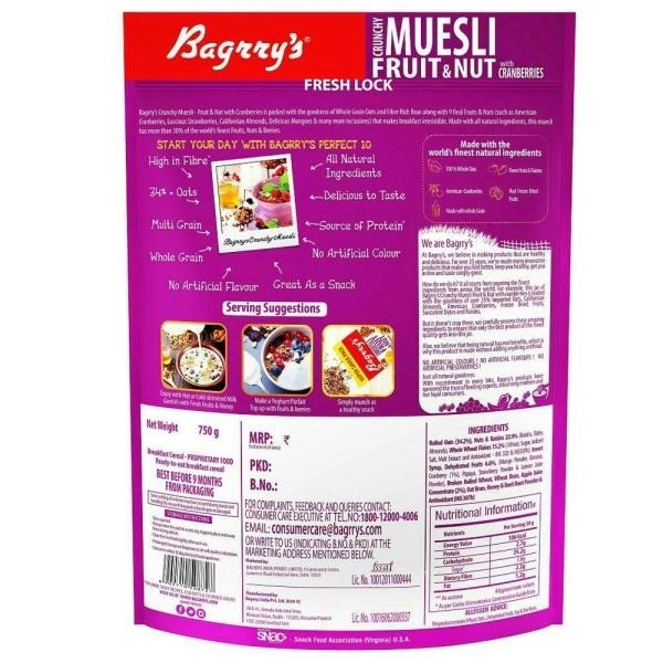 Bagrry's Fruit & Nut Muesli With Cranberries : 750 gms - 750 GMS