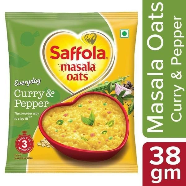 Saffola Masala Curry & Pepper Oats : 38 gms - 38 gms