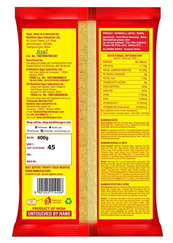 Bambino Vermicelli : 500 gms - 500 GMS