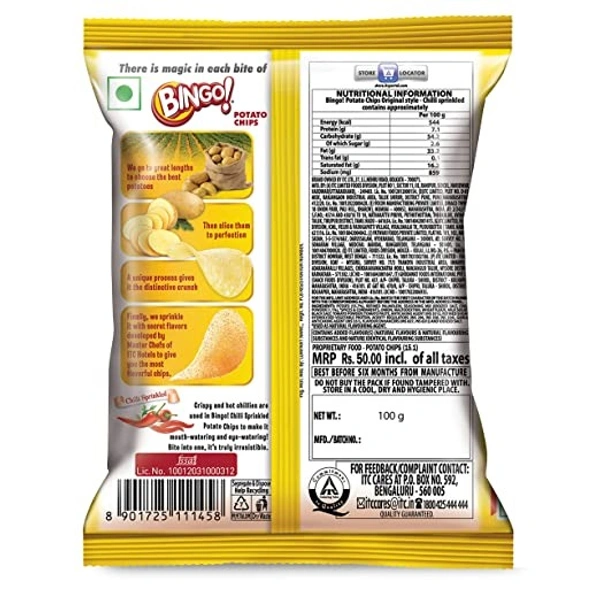 Bingo Chilli Sprinkled Potato Chips : 100 gms - 100 Gms