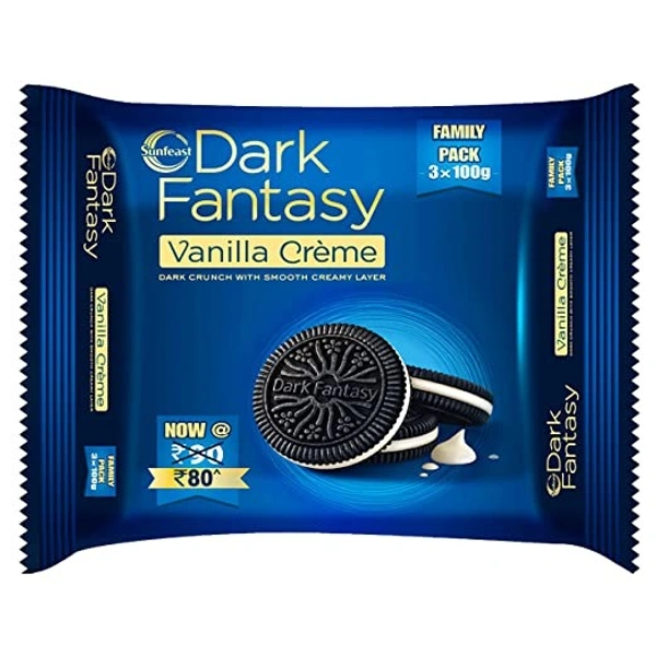 SUNFEAST Sunfeast Dark Fantasy Vanilla Creme Biscuits : 300 gms - 300 gms
