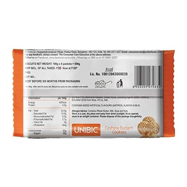 Unibic Cashew Badam Cookies : 500 gms - 500 GMS