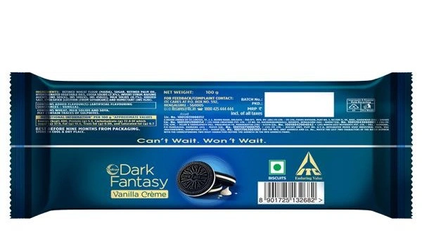 SUNFEAST Sunfeast Dark Fantasy Vanilla Creme Biscuits : 100 gms - 100 gms