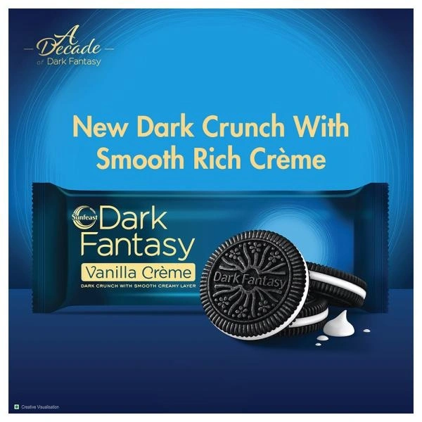 SUNFEAST Sunfeast Dark Fantasy Vanilla Creme Biscuits : 100 gms - 100 gms