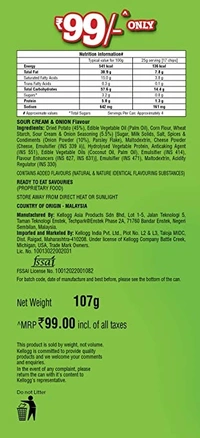 Pringles Potato Chips - Sour Cream & Onion : 107 gms - 107 Gms